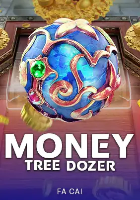 ลูกแก้วสีน้ำเงินตกแต่งลวดลายมังกรในเกม MONEY TREE DOZER ของ FA CHAI