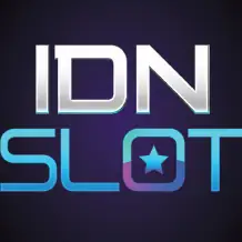 ข้อความชื่อแบรนด์ IDN SLOT ตัวอักษรสีเทาอมฟ้าจัดวางบนพื้นหลังสีดำ