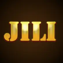ข้อความสัญลักษณ์ JILI ตัวอักษรสีทองอร่ามบนพื้นหลังสีดำ