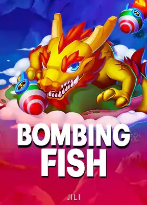 ภาพมังกรตัวเล็กสีส้มทองลอยตัวในน้ำเกม BOMBING FISH ค่าย JILI