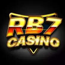 ข้อความชื่อแบรนด์ RB7 CASINO ตัวอักษรสีทองบนพื้นผิวสีดำ