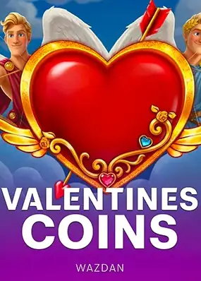 รูปหัวใจดวงโตสีแดงตกแต่งด้วยเหรียญทองคำ VALENTINES COINS โดย WAZDAN
